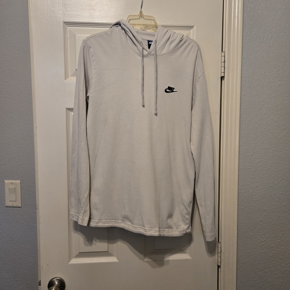 Nike Men’s Light Cream Pullover Hoodie with Black Swoosh